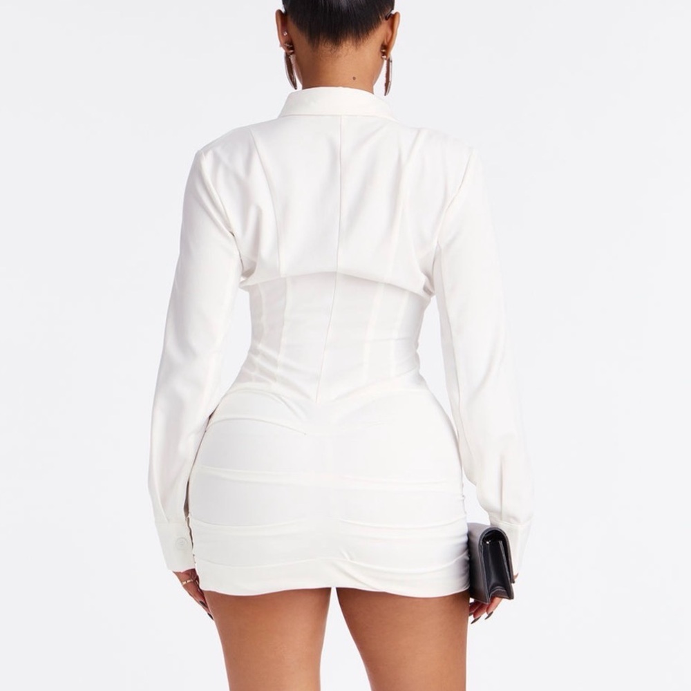 Fashion Nova Office Baddie Corset Waist Micro Mini Dress - White - Picture 2 of 4